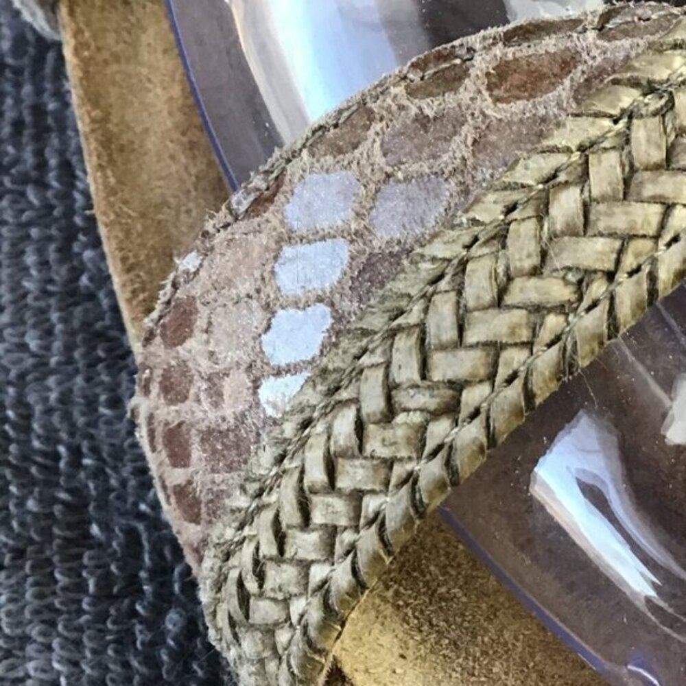 TAOS Trulie Snake Print Tan Leather Open‎ Toe Ankle Strap Sandals EU 37|US 6-6.5 - Picture 9 of 12